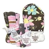 Trend Lab Blossoms 3pc Baby Set w/ Hooded Bath Towel, Wash Cloths, Burp Cloths