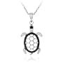 Sterling Silver Black Diamond Accent Turtle Filigree Pendant