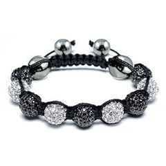 SH- MIX BLACK & CLEAR HHH: Shamballa Armband swarovski schwarz& transparent, Diamant- kristalle makarame macarame disco ball, 12mm Kristalle & H�matit tresor crystal shamballa bracelet- von Utopia� London,Paris,NY
