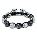 SH- MIX BLACK & CLEAR HHH: Shamballa Armband swarovski schwarz& transparent, Diamant- kristalle makarame macarame disco ball, 12mm Kristalle & Hämatit tresor crystal shamballa bracelet- von Utopia© London,Paris,NY