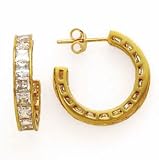 CZ EARRINGS PRINCESS CUT IN 14K YELLOW GOLD CZ/3.0CTW