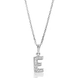 14K White Gold E Initial Pendant with Chain 18