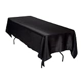 60 x 102 Inch Satin Tablecloth Black by LinenTablecloth