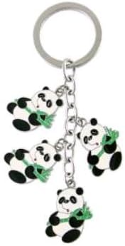 Panda with Bamboo 4 Charms in 1 Metal Keychain Holder