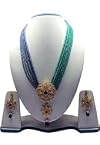 Sea Green and Blue Stone Studded Necklace Set