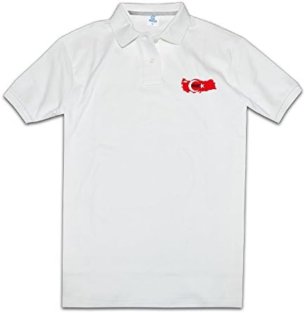 Men's Flag Map Turkey Short Sleeve Polo Shirt White Size L Customized