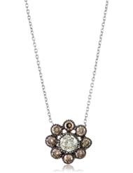 Sethi Couture Champagne and White Diamond Cluster Pendant Necklace
