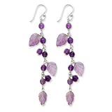 Sterling Silver Amethyst Leaves Dangle Earrings QE2322