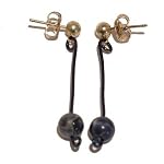 Sodalite Earrings 02 Dangle Blue Stone Wire Silver Post Crystal Healing Gemstone 1.5