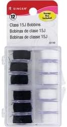 Bulk Buy: Singer Sewing (3-Pack) Transparent Plastic Class 15 Bobbins Threaded In Case Black &amp; White 12/Pkg 02149