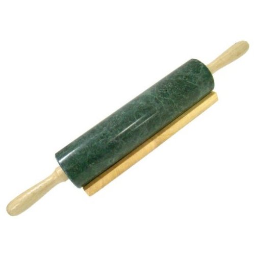 !* Best Buy Green Marble Rolling Pin with Wood Cradle 10 Inch