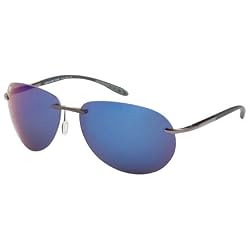 Costa Del Mar Leatherback Polarized Sunglasses - Costa 400 Polycarbonate Lens Gunmetal/Bl Mirror Poly, One Size