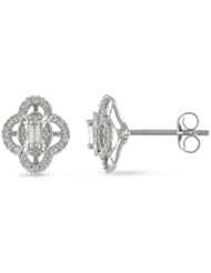 10k Gold 1/4ct TDW Accent Diamond Flower Earrings