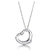 Utopia© 925 Sterling silver plated Open Heart Pendent ,set with 1 round CZ swarovski round crystal, 18 Inch Long silver plated Neck chain included