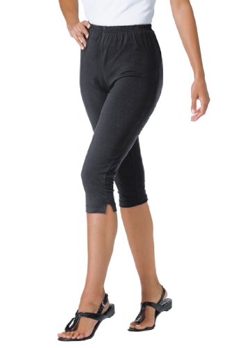 Woman Within Plus Size Petite Stretch Capri Knit Leggings