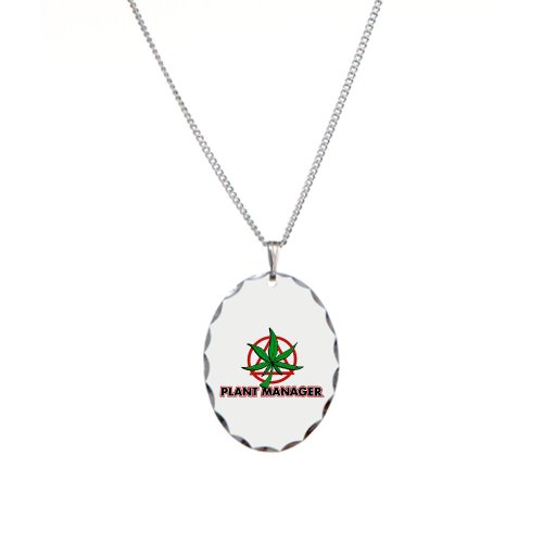 Necklace Oval Charm Marijuana Plant Manager