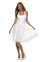 Astrapahl, Elegantes knielanges Neckholder Braut - Cocktailkleid, Farbe creme und wei&szlig;