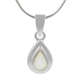 Sterling Silver with White Opal Tear Drop Necklace