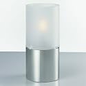 Stelton Öllampe Modell 1006 Edelstahl matt gebürstet, Mattglaszylinder, Design Erik Magnussen