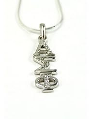 Alpha Sigma Phi Sterling Silver Lavaliere set with Lab-Created Diamonds