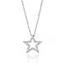 Cubic Zirconia CZ Celestial Patriotic American USA Open Rock Star Pendant Necklace For Women Teen .925 Sterling Silver