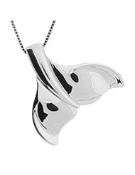 Sterling Silver High Polished Whale Tail Necklace Pendant with Box Chain