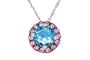 1 1/3 Carat Blue Topaz & Pink Tourmaline 14K White Gold Pendant w/Chain