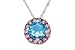 1 1/3 Carat Blue Topaz & Pink Tourmaline 14K White Gold Pendant w/Chain