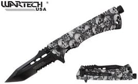 Wartech "Vitality" Spring Assist Folder w/ Fire Starter - Grey Skulls