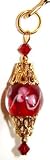 Goldtone Lampwork Bead Bookmark with Red Swarovski Crystal