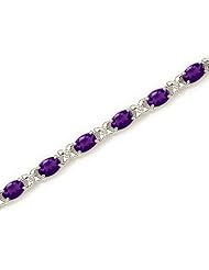 14K White Gold Oval Amethyst Bracelet