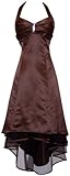 IMAGE OF Satin Halter Dress Tulle Mini Train Prom Bridesmaid Holiday Formal Gown Junior Plus Size, Medium, Chocolate