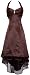Satin Halter Dress Tulle Mini Train Prom Bridesmaid Holiday Formal Gown Junior Plus Size, Medium, Chocolate
