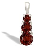 14K White Gold Genuine Round Garnet 3-Stone Pendant