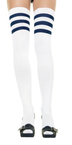 Athletic Ribbed Thigh Highs With 3 Stripes Top