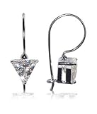 Nickel Free Sterling Silver Trillion Cut Clear Cubic Zirconia French Wire Drop Earrings