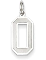 14k White Gold Medium Satin Number 0 Charm Pendant. Metal Wt- 0.79g