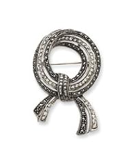 Sterling Silver Marcasite and CZ Pin