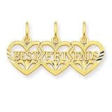 14k Triple Heart D/C Best Friends Break-apart Pendant
