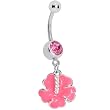 Pink Cubic Zirconia Poppy Belly Ring