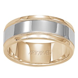 ARTCARVED MASON Men's Platinum & 18k Yellow Gold Wedding Band ARTCARVED MASON Men's Platinum & 18k Yellow Gold Wedding Band