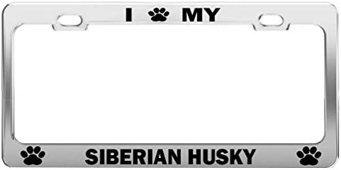 I PAW MY SIBERIAN HUSKY Dog Cat Lover License Plate Frame Auto Accessories