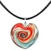 Akuamarina Aventurine & Murano Glass Heart Necklace red-white