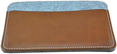 Handmade genuine leather and felt laptop sleeve bag case pouch for ASUS N550 15 inch Brown Gray