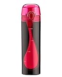 Bwiv 健康ボトル 直飲みスポーツボトル アウトドア おしゃれ 子供 学生用 カラー水筒 BPAフリー 350ML レッド×ブラック