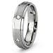 Ladies Titanium CZ Beveled Edge Wedding Band Ring, 6