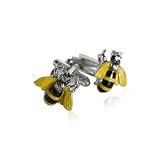 Whimsical Bumble Bee Silver Cufflinks with Presentation Box