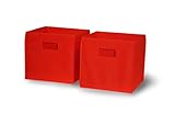 IMAGE OF Sourcing Solutions 2-Piece Folding Storage Bins Set, Red with Open Handles