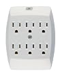 GE 54947 6-Outlet Grounded In-Wall Adapter, White