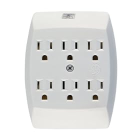 GE 54947 6-Outlet Grounded In-Wall Adapter, White